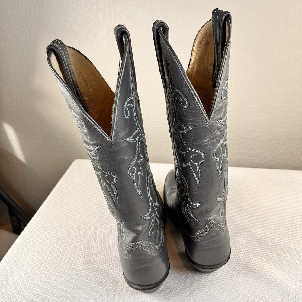HONDO LADIES GRAY COWBOY BOOTS, SIZE 6.5 B WESTERN BOOTS, 8729 EXCELLENT - Picture 4 of 10